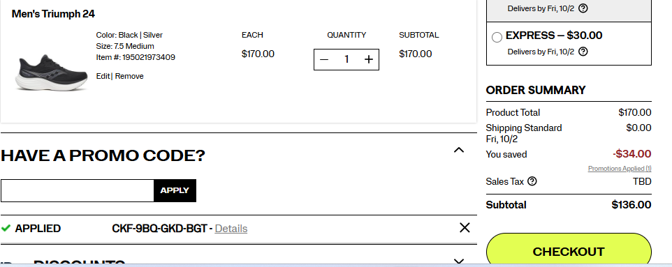 Saucony code verified screenshot