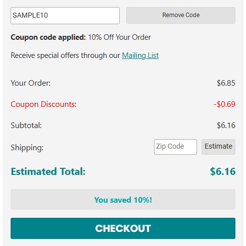 Online Fabric Store code verified screenshot