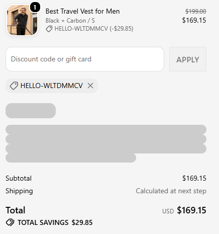 SCOTTeVEST code verified screenshot