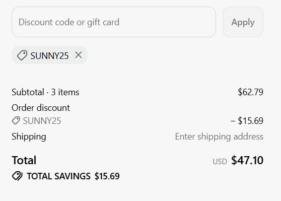 Nectar Sunglasses code verified screenshot