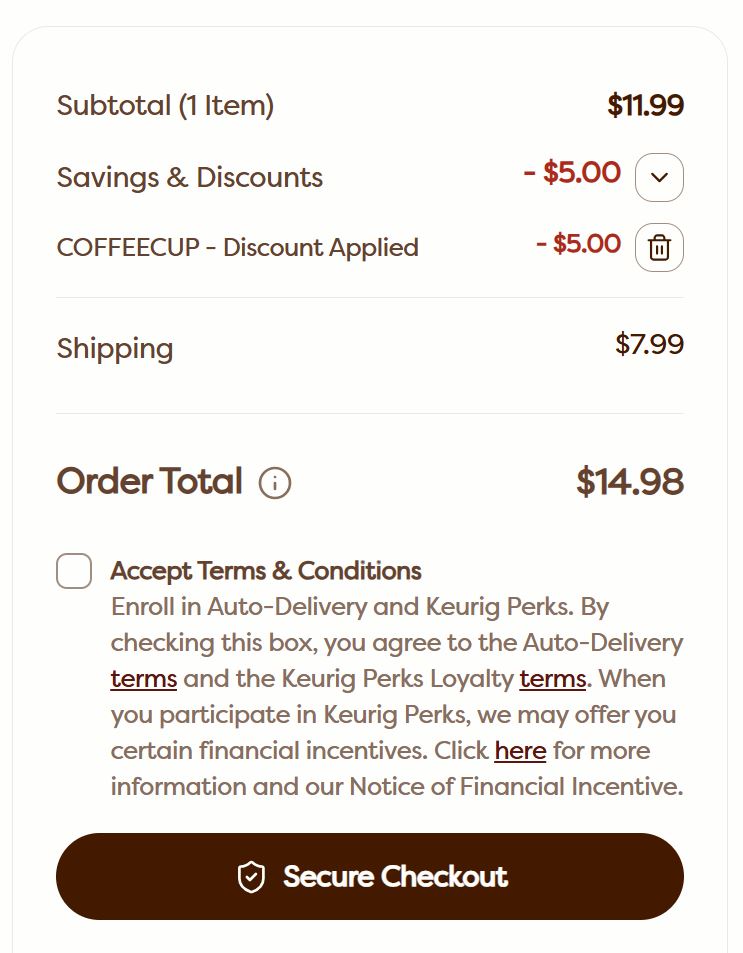 Keurig code verified screenshot