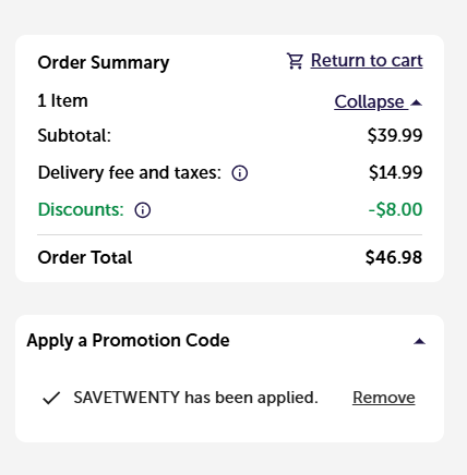 1800Flowers code verified screenshot
