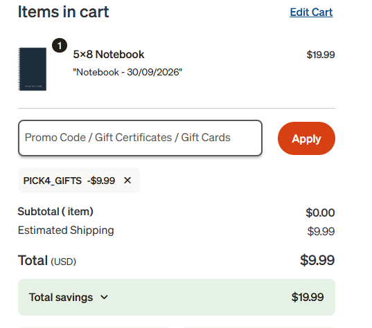 Shutterfly code verified screenshot