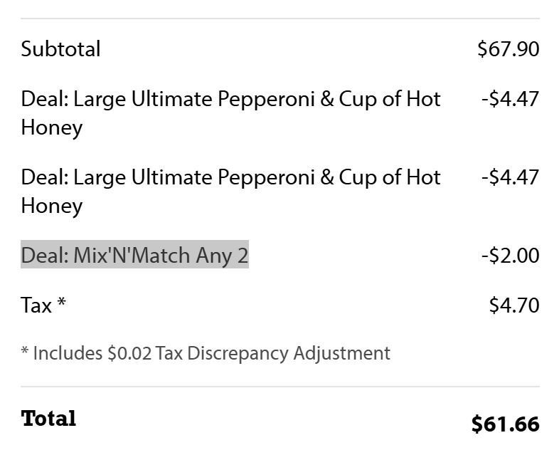 Jets Pizza code verified screenshot