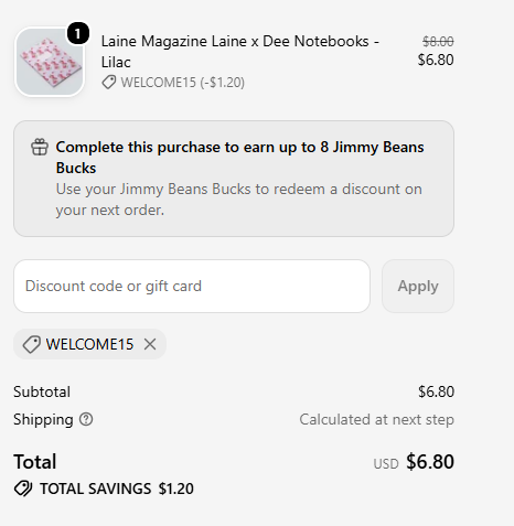 Jimmy Beans Wool code verified screenshot