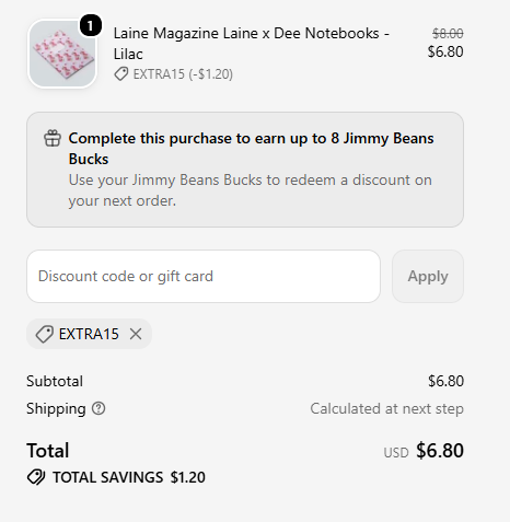 Jimmy Beans Wool code verified screenshot