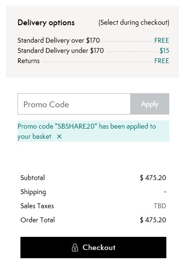 Sweaty Betty code verified screenshot