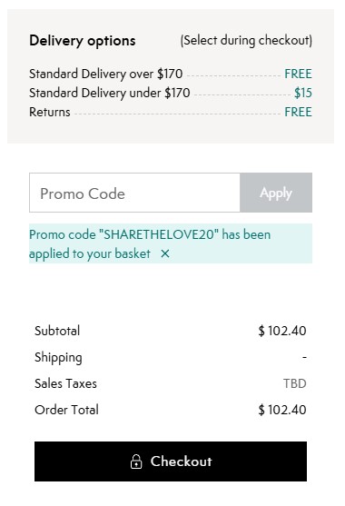 Sweaty Betty code verified screenshot