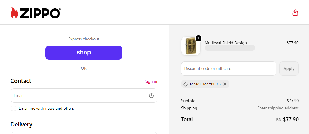 Zippo code verified screenshot