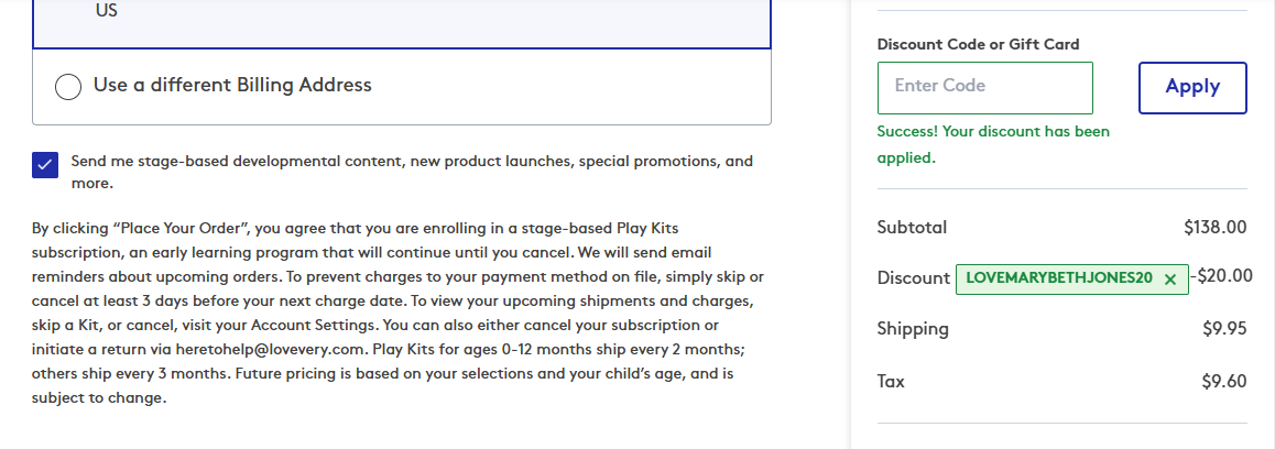 Lovevery code verified screenshot