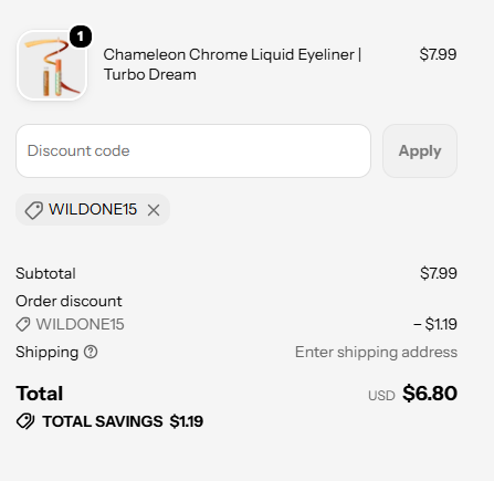 Wet n Wild code verified screenshot