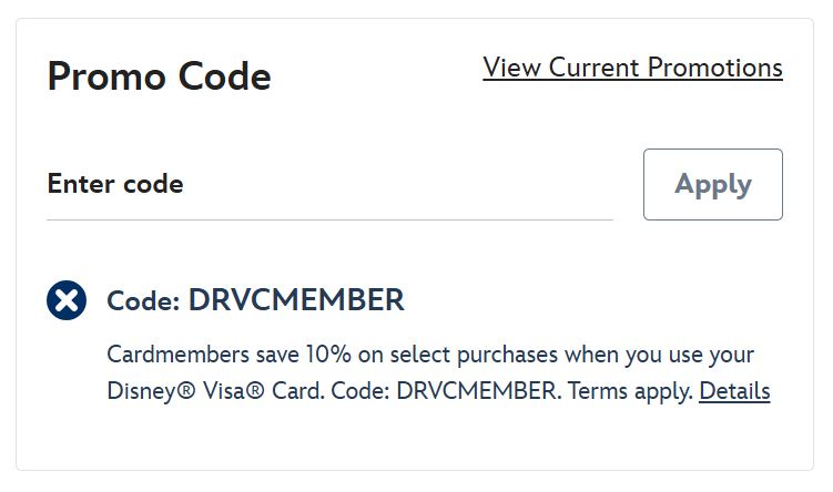Disney Store code verified screenshot