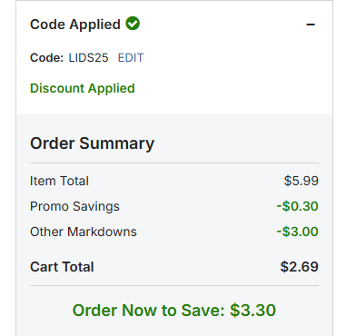 Lids code verified screenshot