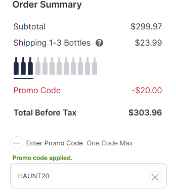 Wine.com code verified screenshot