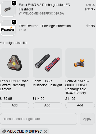 Fenix Store code verified screenshot