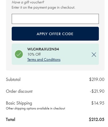 Charles Tyrwhitt code verified screenshot