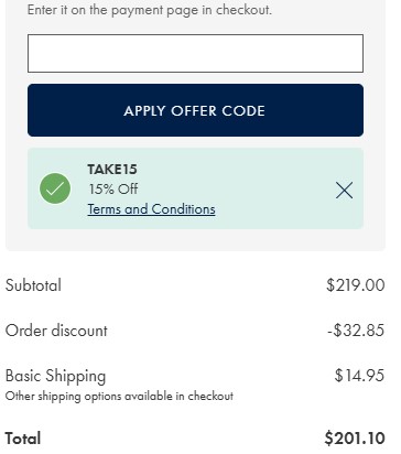 Charles Tyrwhitt code verified screenshot