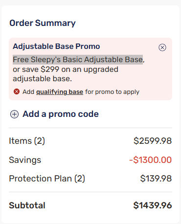 Mattress Firm code verified screenshot