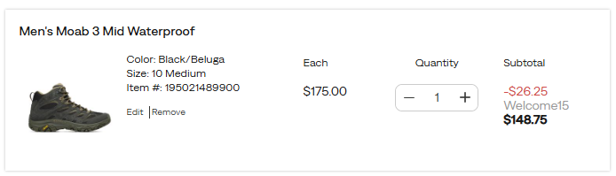 Merrell code verified screenshot