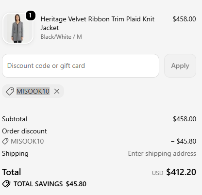 Misook code verified screenshot