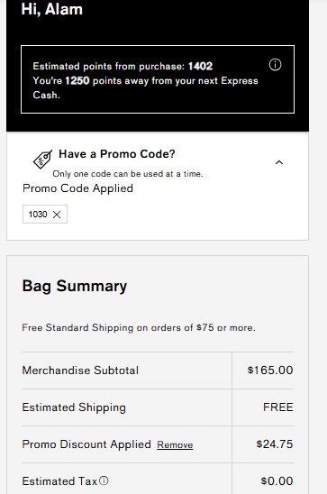 Express code verified screenshot