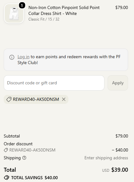 Paul Fredrick code verified screenshot