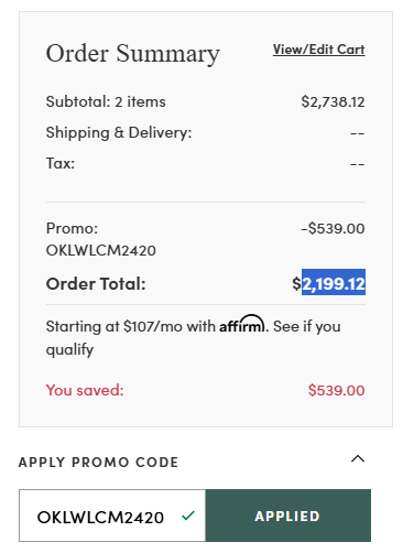 One Kings Lane code verified screenshot