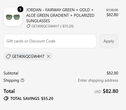 Diff Eyewear code verified screenshot