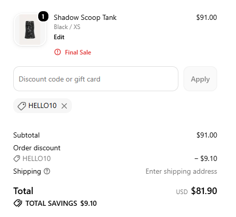 Elie Tahari code verified screenshot