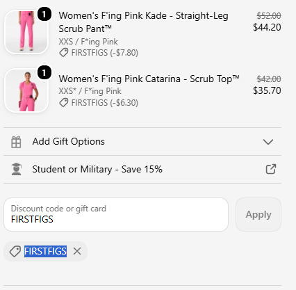 Figs code verified screenshot