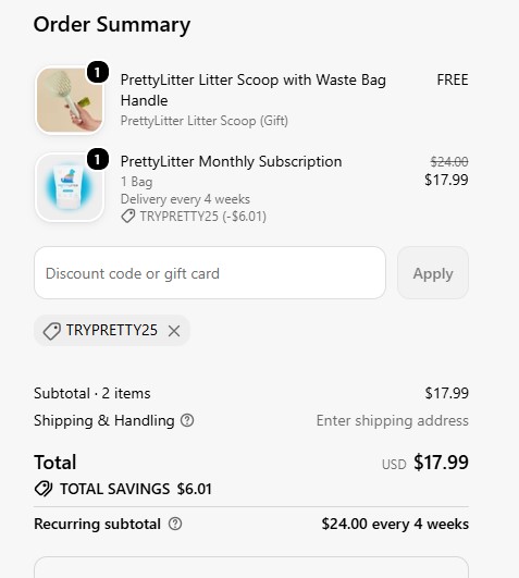 Pretty Litter code verified screenshot