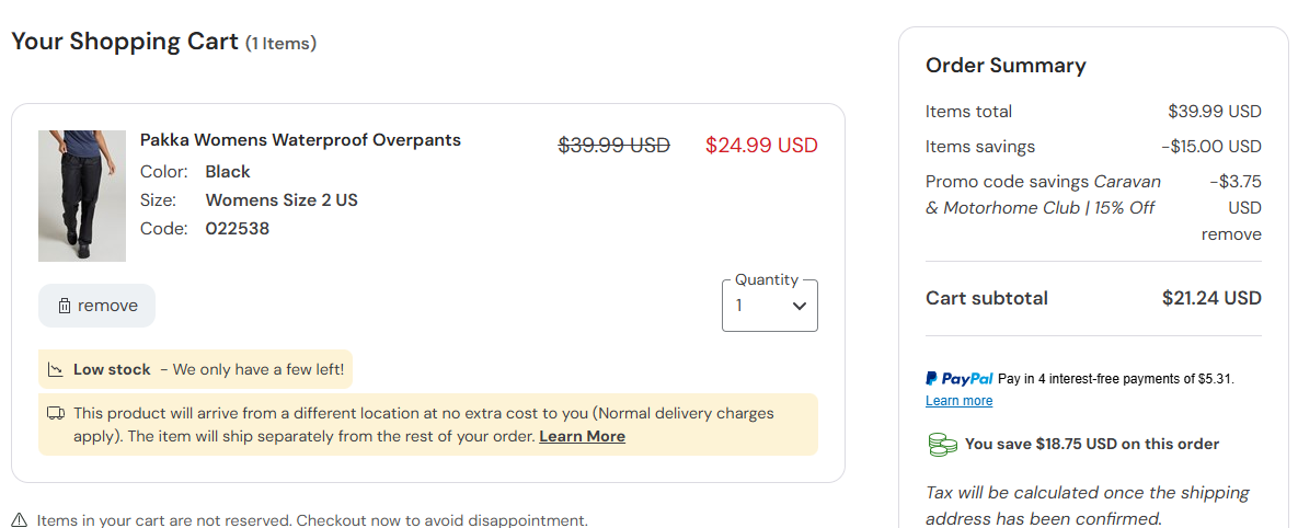 Mountain Warehouse code verified screenshot