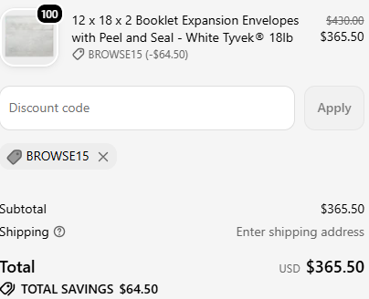 Envelopes.com code verified screenshot